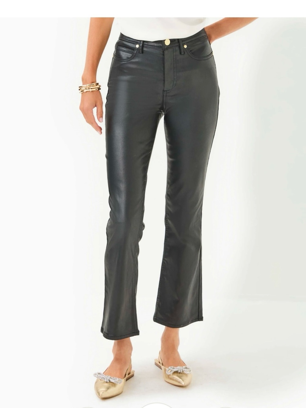 Lilly Pulitzer Liza Coated Crop Flare Jean Noir size 2